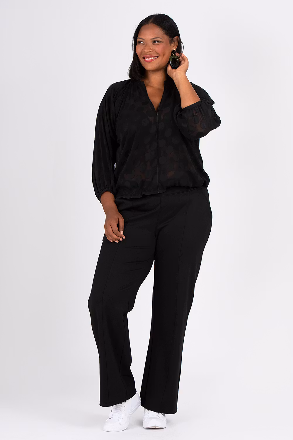 Dot bomberjacka svart