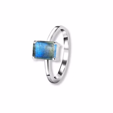 Labradorit ring - rektangulär kristall