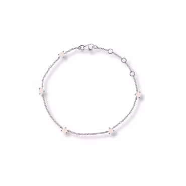 Rosenkvarts armband – hjärtformade kristaller