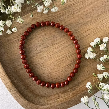 Röd jaspis armband – kristallpärlor 4 mm