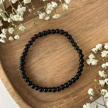 Svart obsidian armband – kristallpärlor 4 mm