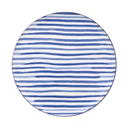 Assiett blåvit randig