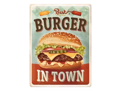 Plåtskylt hamburgare
