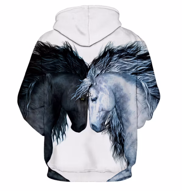 Hoodie med hästar, luvtröja