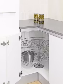 Pelly 3/4 karusell sett 820mm sølv m/bunn m/stolpe til hjørneskap 900 x 900 mm