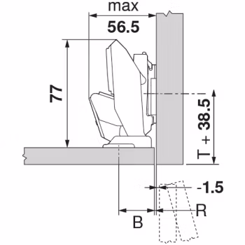 Blum 110gr for 8mm dører med demp expando