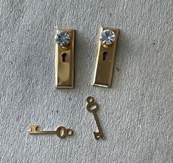 Dörrhandtag, 2 st med rund "kristall"knopp