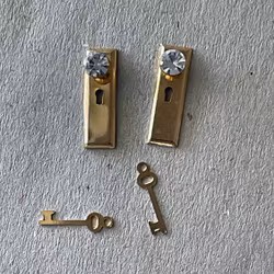 Dörrhandtag, 2 st med rund "kristall"knopp