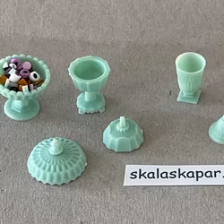 Karamellskålar, 3 st mintgröna med godis