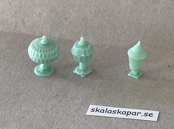 Karamellskålar, 3 st mintgröna med godis