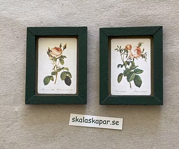 Blomtavla, 2 st, mörkgrön träram