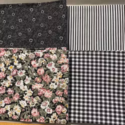 småmönstrade tyger SVART, 4 st ca 45 x 55 cm
