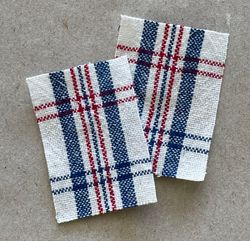 Handdukar, vit/röd/blå, 2 st