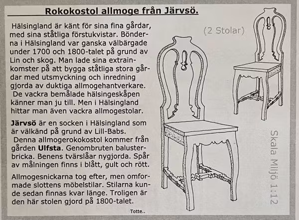 Rokokostol från Järvsö, byggsats, 2 stolar