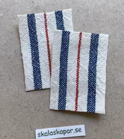 Handdukar, vit/röd/blå-rand, 2 st