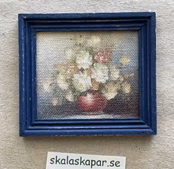 Tavla med blå ram, blommor