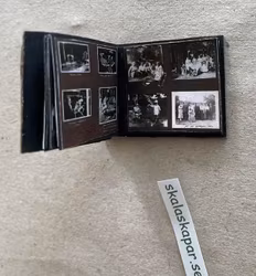 Album med fotografier, brunt skinn