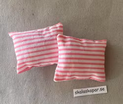 Kuddar, rosa-vit rand (10)