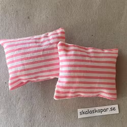 Kuddar, rosa-vit rand (10)