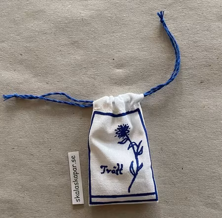 Tvättpåse blå, med blå snodd