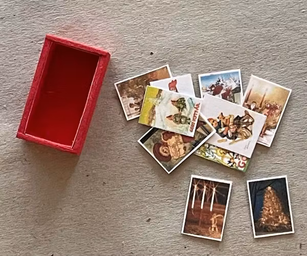 Trälåda med julkort