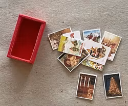 Trälåda med julkort