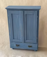 Linneskåp med hyllor och låda, blått