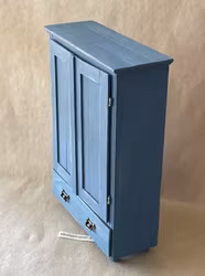 Linneskåp med hyllor och låda, blått