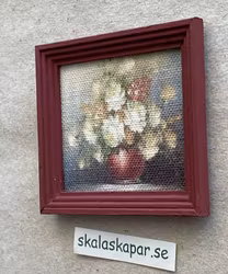 Tavla med rödbrun ram, blommor