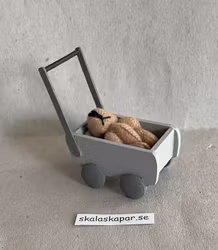 Doll stroller with teddy bear, gray