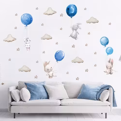 Kaniner med ballonger kawaii design blå
