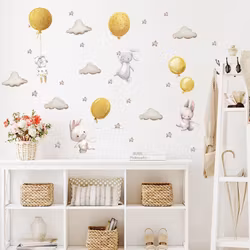 Kaniner med ballonger kawaii design gul