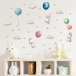 Kaniner med ballonger kawaii design