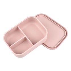 Matboks i silikon med 3 rom - Lys rosa