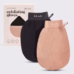 Exfoliating Gloves 2pc Set - Black & Terracotta / Kitsch