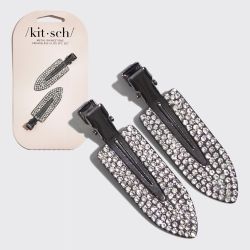 Metal Rhinestone Creaseless Clips 2pc Set / Kitsch
