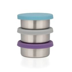 Runde stålbokser 45ml, tett silikonlokk - 3pk