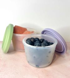 Rund snacks boks i silikon - Lys rosa