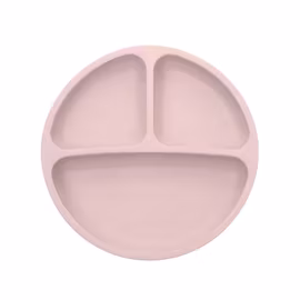 Silikontallerken m/ sugekopp – 3-delt / Rosa