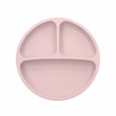 Silikontallerken m/ sugekopp – 3-delt / Rosa