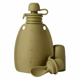 Smoothiepose/klemmepose i silikon m/ skje - Moss green - Mininor