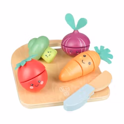 Glade grønnsaker skjæresett i tre