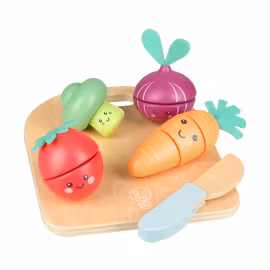 Glade grønnsaker skjæresett i tre