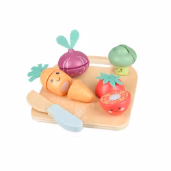 Glade grønnsaker skjæresett i tre