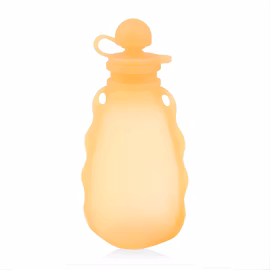 Klemmepose i silikon m/ skje - 180ml - Oransje