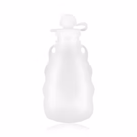 Klemmepose i silikon m/ skje - 180ml - Transparent