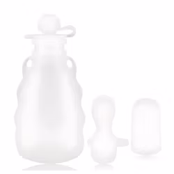 Klemmepose i silikon m/ skje - 180ml - Transparent
