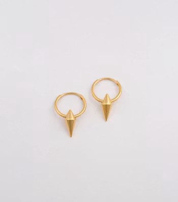 Harvey Single Spike Small Hoops Gold Syster P