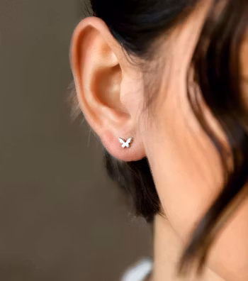 Butterfly Love Stud Earrings Silver Syster P