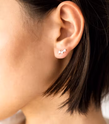 Snap Earrings Triple Star Silver Syster P